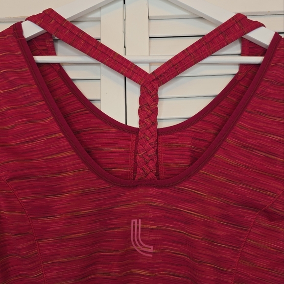 LOLE Smash Tee Red Sea Mix Women's Medium Braided Open‎ Back Activewear Yoga Top - Picture 3 of 11